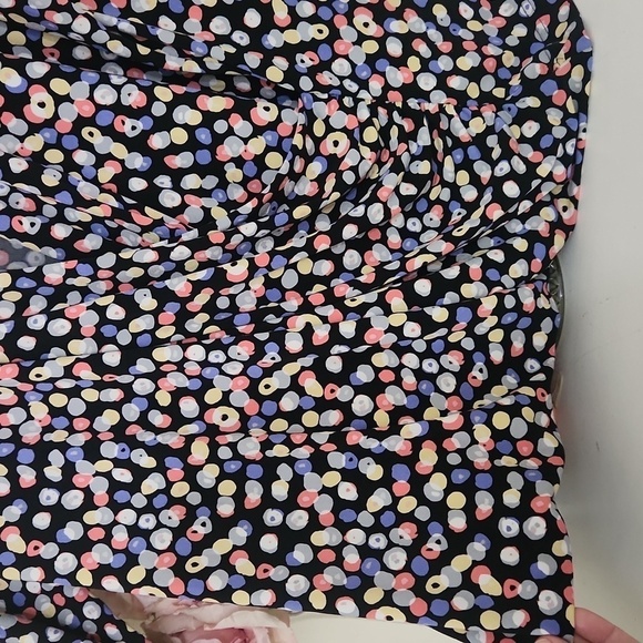 Colorful Polka Dot Faux Wrap Blouse Retro Career Elegant 2X Date Night Feminine - Picture 5 of 9